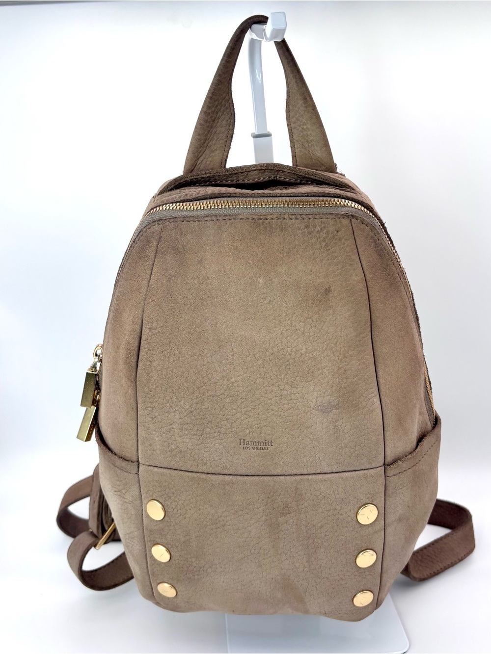 Hammitt Hunter Nubuck Leather Backpack Bag with Gold Studs